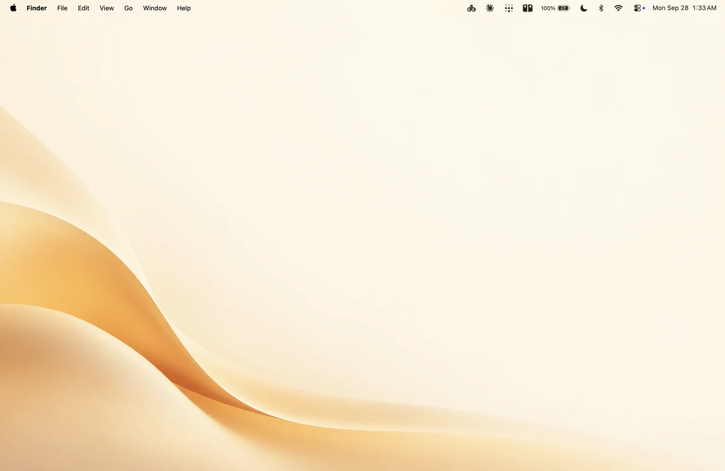 The same desktop in Presentation Mode: every file hidden