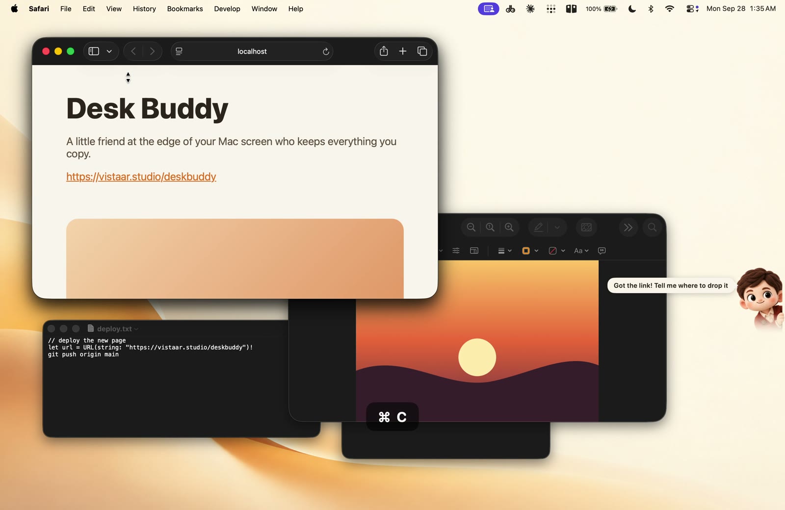 Copying a link on the MacBook